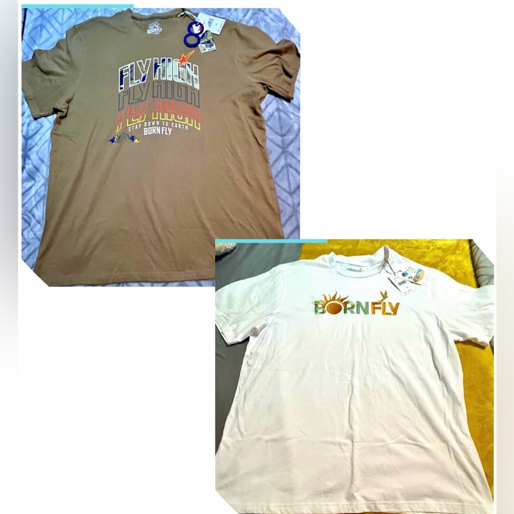 NWT- 1 Bundle of 2 Born Fly Box Tees, Both Tees are size 3XL